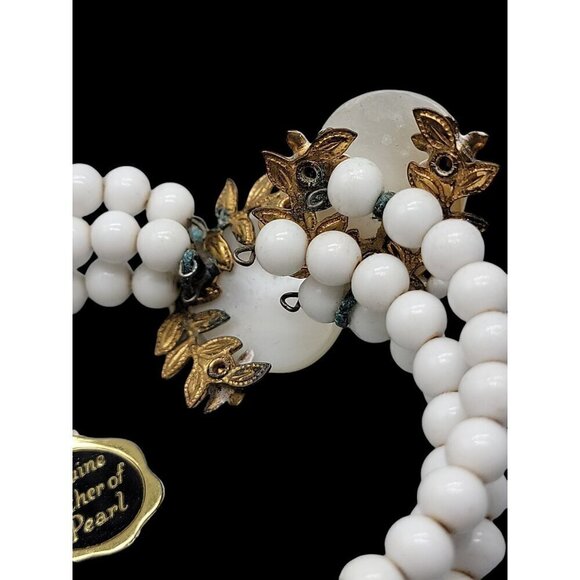 MOP Milk Bead Wrap Bracelet Multistrand Open End Mother of Pearl Disk Ends 7" - Picture 12 of 16